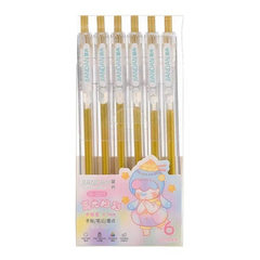 
          Ручка гелевая, автоматическая, Jiandan, золотые чернила, в прозрачном корпусе, 6 шт