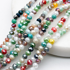 Бусины стекло, цвет микс, размер около 3*4 мм, цена за нить 38 см