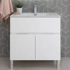 Aquanet 274117 Тумба с раковиной Алвита new 80 напольная 1 ящ., 2 дв.цв.белый матовый (274117) фото