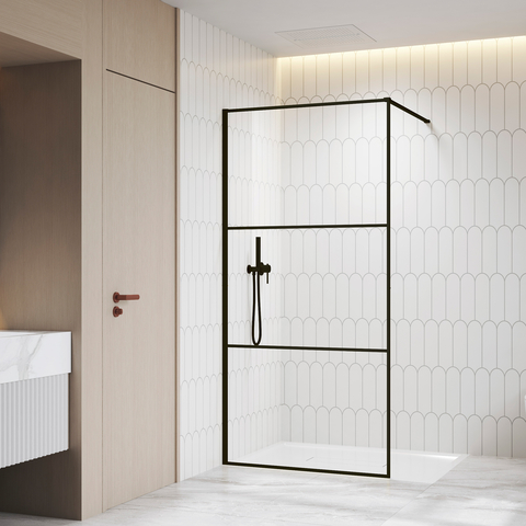 RGW 06100910-14 Душевая перегородка 100*200 RGW WA-09-B Чёрный/Прозрачное/8 мм