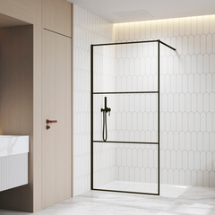 RGW 06100910-14 Душевая перегородка 100*200 RGW WA-09-B Чёрный/Прозрачное/8 мм фото