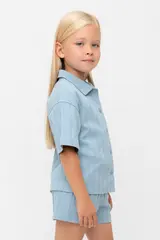 рубашка  для девочки  КР 302718/пыльно-синий к557