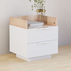Прикроватная тумба Меламин 2 ящика, парящий комод 45х42х50 см со столиком, белый/артизан