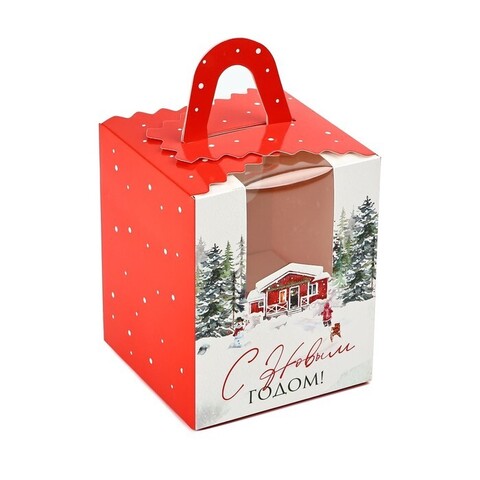 Коробка складная под один капкейк «Снежная сказка», 9×9×11 см