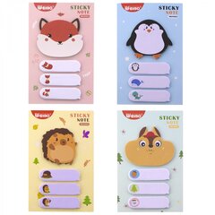 
          Набор блоков для записей с клеевым краем, Alingar, 1 шт - 45*55 мм, 3 шт - 15*50 мм, по 20 л., "Забавные зверята", европодвес