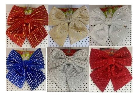 Бант новогодний БАРХАТ(h~23-25см) 2 вида, в пакет.(цвета в ассортименте) МИКС