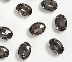 Стразы пришивные стекло в оправе, р. 14х10 мм, графитовый