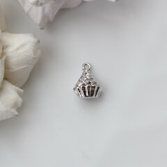 Подвеска Капкейк с фианитами 14*10 мм, родий, П333