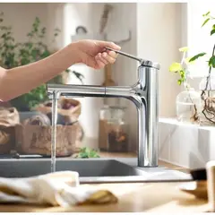 Смеситель для кухни 160, вытяжной излив, хром Hansgrohe Zesis M33 74801000