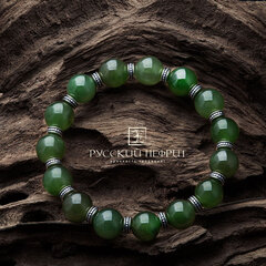 Зелёный нефрит Бриле. Браслет "Восток". Д 10мм.