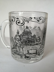 Кружка 300 мл стекло с видами Петербурга.