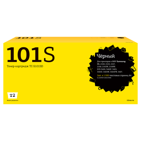 TC-S101SD Двойная упаковка картриджа T2 для Samsung ML-2160/2165/2168/SCX-3400/3405/3407/SF-760 (2шт.x1500 стр.) с чипом
