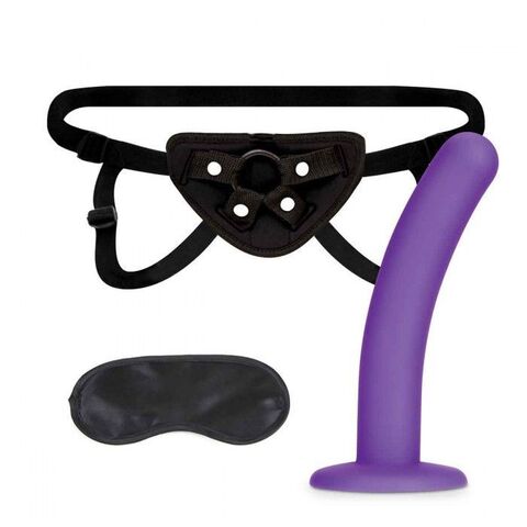 Фиолетовый поясной фаллоимитатор Strap on Harness & 5in Dildo Set - 12,25 см. - Lux Fetish LF1378