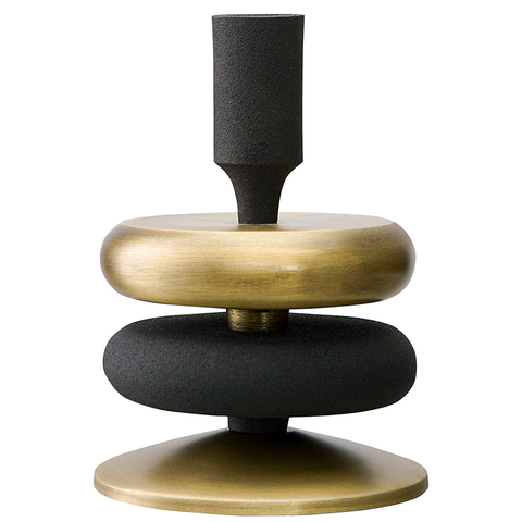 Подсвечник 17см Bergenson Bjorn Stone черный/античная латунь