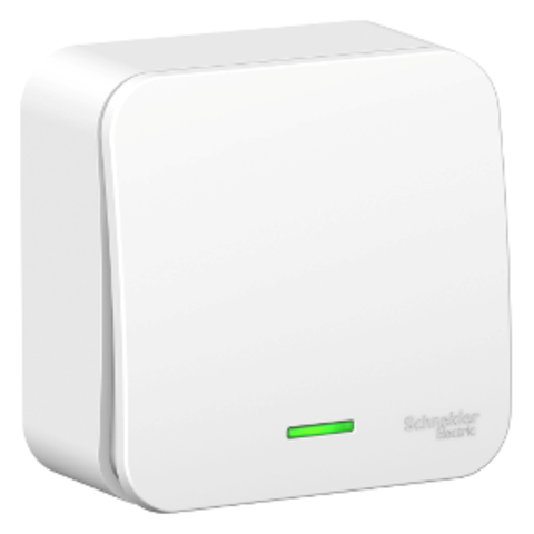 Выключатель одноклавишный накладной с подсветкой10А. 250В. Цвет Белый. Schneider Electric Blanca. BLNVA101111