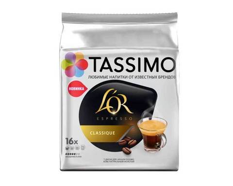 Кофе в капсулах L'OR Espresso Classique, 16 капсул для кофемашин Tassimo