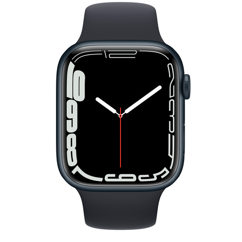 Apple Watch Series 7 GPS, 41mm Midnight Aluminium Case with Midnight Sport Band - Regular (MKMX3GK/A)
