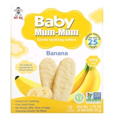 Baby mum mum, Baby Mum-Mum, вафли для мягкого прорезывания зубов, банан, 12 пакетиков, по 2 шт.