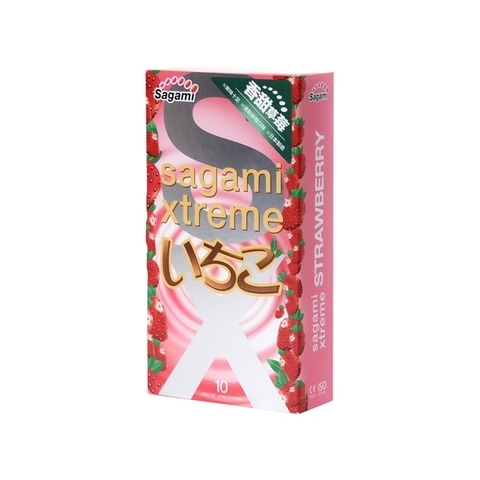 Sagami Xtreme Strawberry 10шт. Презервативы латексные со вкусом клубники