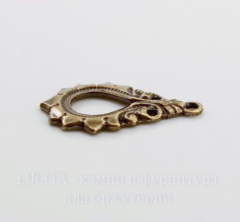 Винтажный декоративный элемент - подвеска - рамка 20х13 мм (оксид латуни)