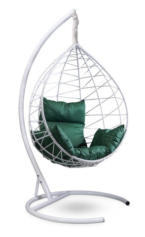 Подвесное кресло-кокон ALICANTE белое, зеленая подушка (Laura Outdoor)