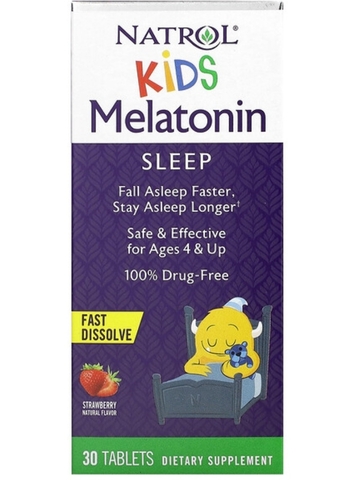 Мелатонин, быстро растворяющийся, для детей, для детей от 4 лет, со вкусом клубники, 30 таблеток