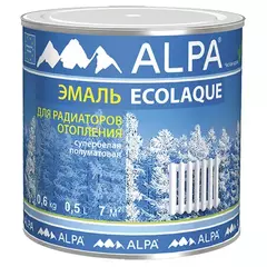 Эмаль для радиаторов Alpa Ecolaque полуматовая белая