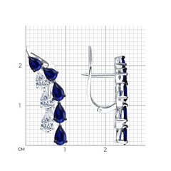 2021226-3  - Серьги из белого золота 585пр  с белыми и синими сапфирами