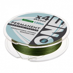 Плетеный шнур  №ONE PERMANENT Х4-150 (green) d0.18 продажа от 4 шт.