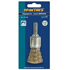 Кордщетка для дрели кистеобразная мягкая ПРАКТИКА 16 мм, хвост 6 мм (773-422)