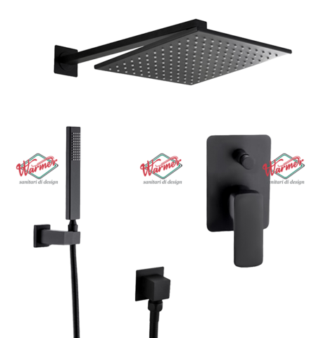 Душевой набор Warmer Black Line FL Cube 30039005-10D