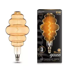 Лампа Gauss LED Filament Honeycomb 6W Е27 420lm 2400К golden flexible 158802006