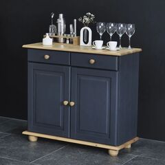 Тумба Лена двухдверная (буфет для кухни напольный), серый/антик