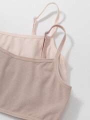 набор майка-топ  для девочки  К 1197-2уп/персиковый румянец,кофейный