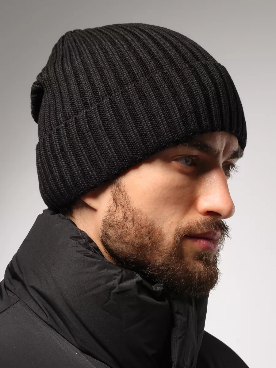 Шапка зимняя на флисе вязаная бини