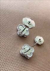 Серьги пусеты клевер синий VCA качество white VGOLD