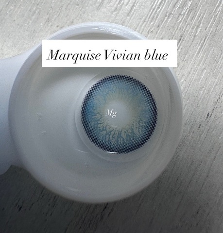 Голубые Цветные линзы с легким эффектом увеличения Marquise Vivian blue / Для светлых и темных глаз / 12 месяцев