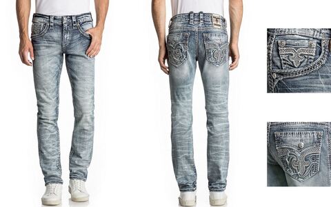 Rock Revival | Джинсы мужские CHARLEY A203 ALT STRAIGHT RP2288A203 обе стороны и детали