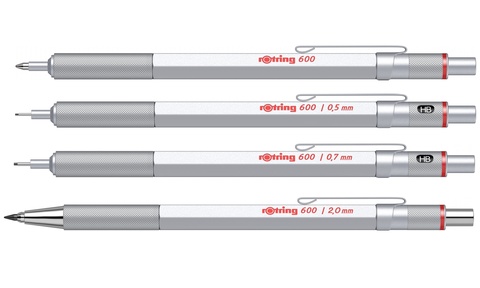 Ручка шариковая Rotring 600 Matte Silver, MBlack  (2032578)