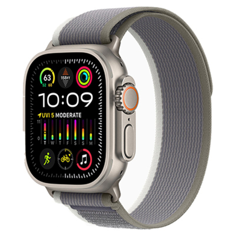 Apple Watch Ultra 2, GPS + SIM, 49 мм, корпус из титана, ремешок Trail Loop Зелено-Серого цвета
