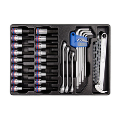 KING TONY (9-90131MR) Набор торцевых насадок, шестигранники Г-образные и разрезные ключи, ложемент, 31 предмет