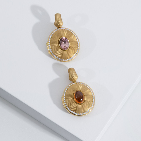 Подвеска со спесартином и бриллиантами, P0084-1/5