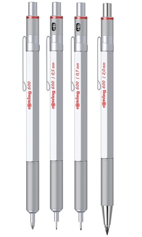 Ручка шариковая Rotring 600 Matte Silver, MBlack  (2032578)