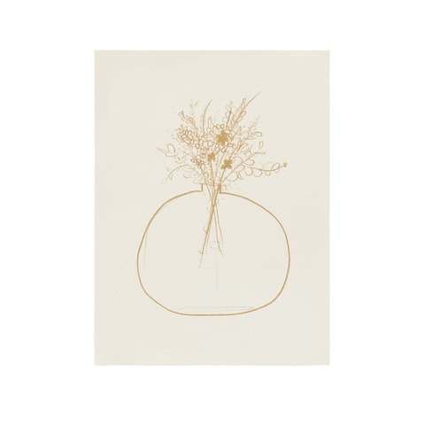 Erley Принт на белой бумаге с вазой для цветов горчичного цвета 29,8 x 39,8 см