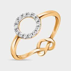 Кольцо для женщин из розового золота 585 пробы с фианитами (арт. 01-115284)