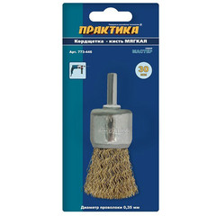 Кордщетка для дрели кистеобразная мягкая ПРАКТИКА 30 мм, хвост 6 мм (773-446)