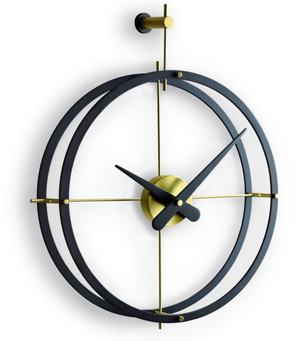 Часы Nomon Dos PUNTOS N G (2 PUNTOS) (основание - венге/центр - полированная латунь/стрелки - венге). D=43см, H=56см