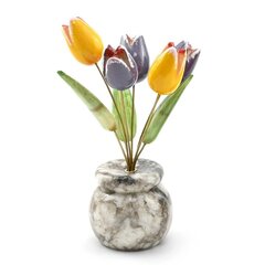 Ваза "Тюльпан" (5 цветков) круглая ангидрит, малая 54*54*135 мм