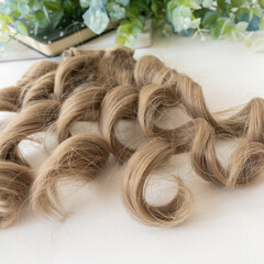 Волосы для кукол, трессы кудри-локоны, пепельный беж, 15 см*1 метр, набор 2 шт.
