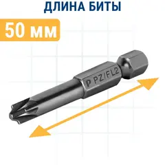 Бита отверточная ПРАКТИКА Профи PZ/FL2 х 50мм, для электротехнических работ (2шт), (906-814)